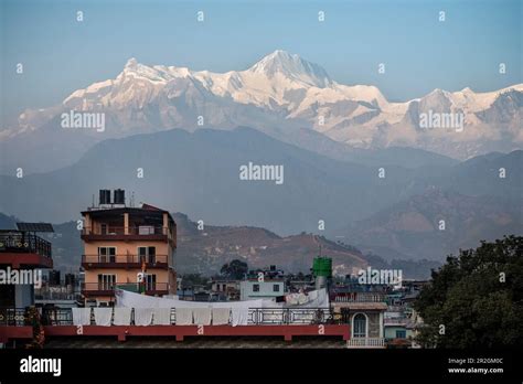 View Over Pokhara To The Annapurna Massif Kaski Nepal Himalayas