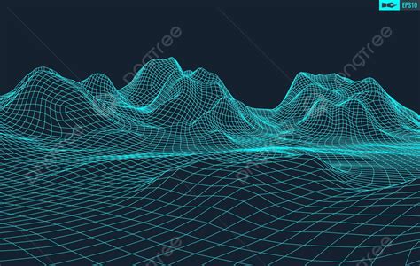 Eps10 Vector Of Wideangle 3d Wireframe Terrain Line Diagram Latitude