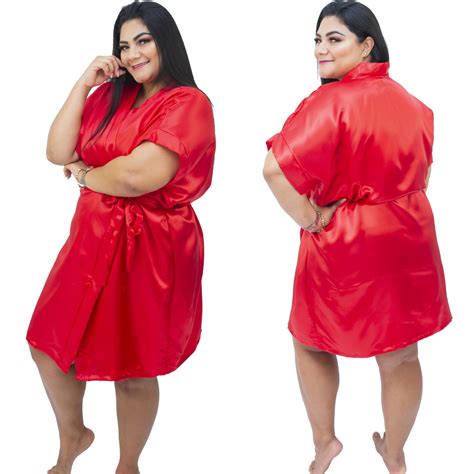 Robe Plus Size Feminino Roup O De Cetim Tamanho Elo