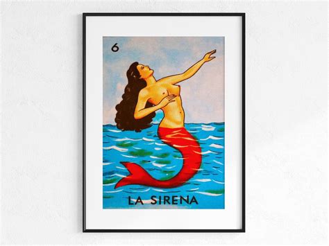 La Sirena Loteria Poster The Mermaid Siren Mexican Card Etsy