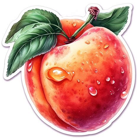 Premium Photo Ripe Peach Fruit Sticker With A White Border