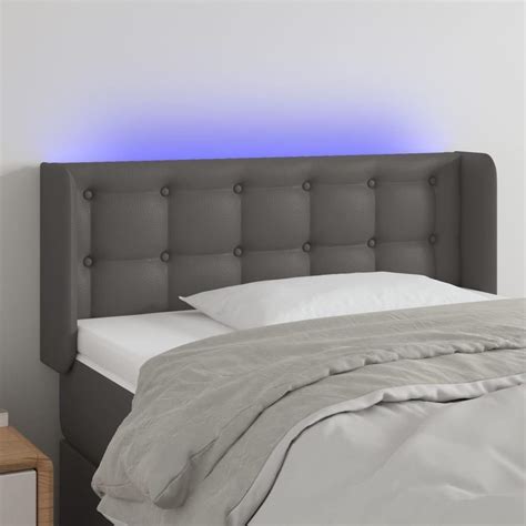 VidaXL Zagłówek Do Łóżka Z Led Szary 93X16X78 88 Cm Sztuczna Skóra