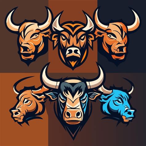 Premium Vector | Vintage bull head designs iconic icons