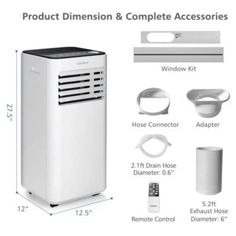 Costway 8000 Btu Portable Air Conditioner With Fan And Dehumidifier Mode White 1 Piece Fred Meyer