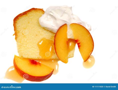 Pound Cake With Whipped Cream And Peaches Stock Image Image Of Glaze