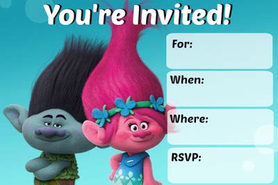 Free Printable Trolls Party Invitations • Free-Printables.com