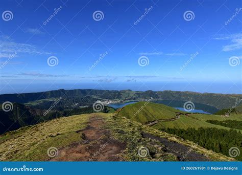 Sete Cidades Volcanic Crater With A Lake Stock Image Image Of People