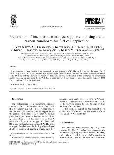 Pdf Preparation Of Fine Platinum Catalyst Supported On Single Wall