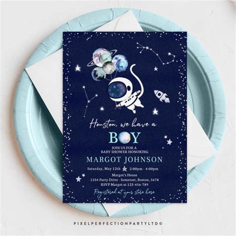 Outer Space Baby Shower Invitation Set Galaxy Outer Space Etsy