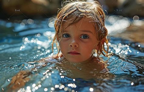 Premium Photo | A young girl checking the water at the swimming pools edgexA