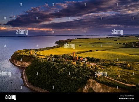 Drone View Of Lighthouses In Sunset From Northern Part Of Island Of