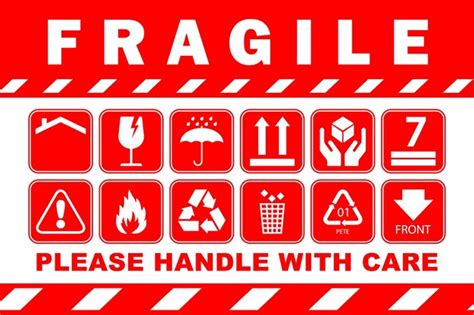 Premium Vector Set Of Fragile Symbols Warning Cargo Package Sticker