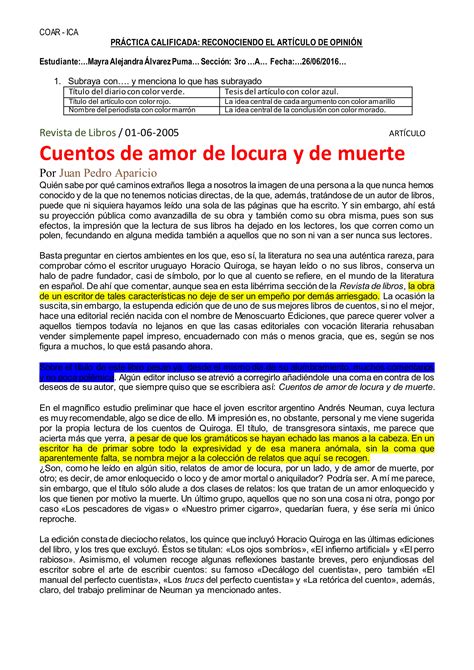 Practica Calificada De Articulo De Opini N Pdf