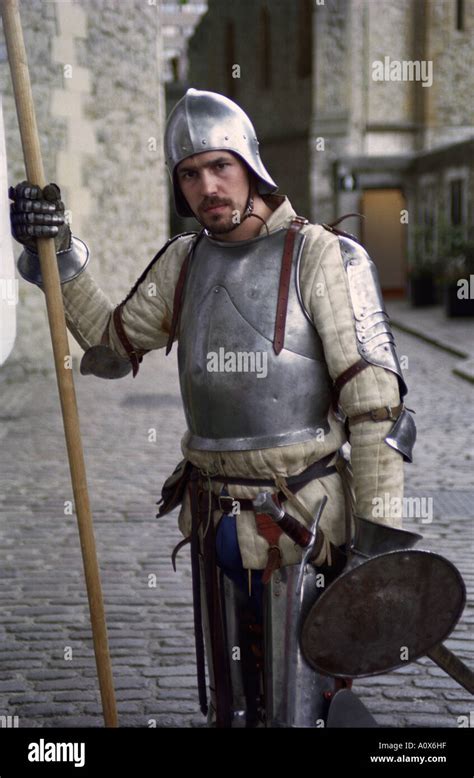 England London Medieval Guard At The Tower Of London Stock Photo