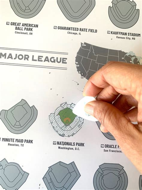 Baseball Stadium Map Baseball Ts Scratch Off Map Etsy Uk