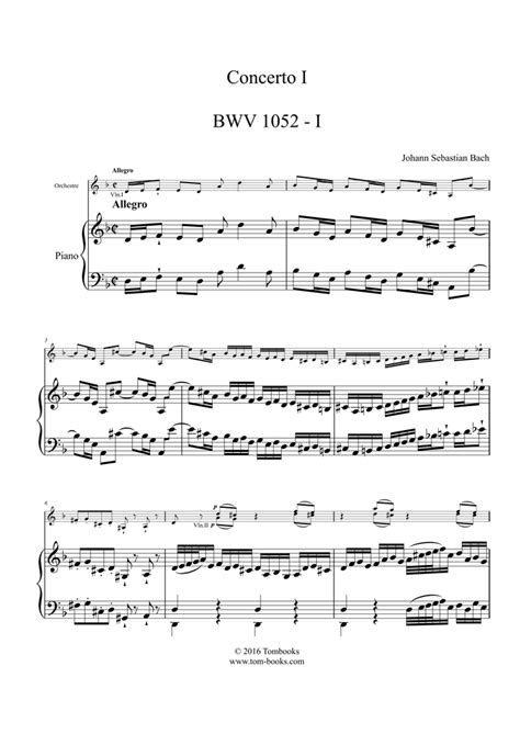 Partitions Gratuites BWV 1052 Bach Johann Sebastian Concerto Pour