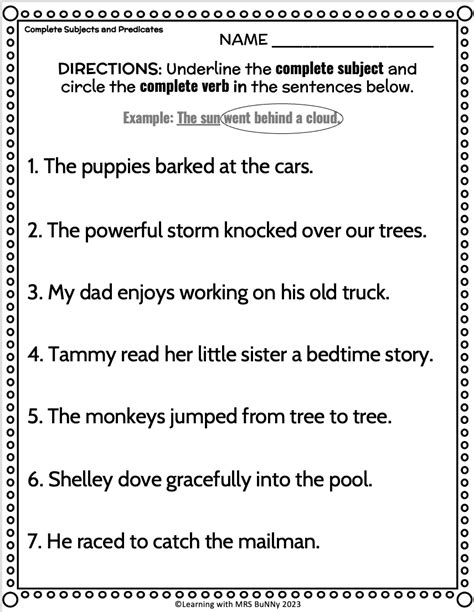 Complete Subjects Predicates Worksheets K5 Learning Worksheets