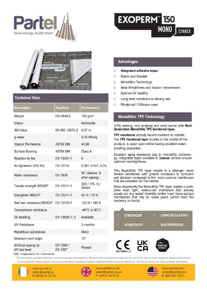 EXOPERM MONO 150 CONNEX Technical Data Sheet PARTEL NBS Source