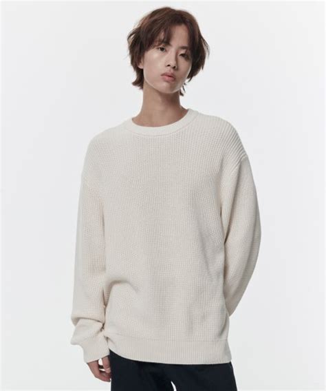 MUSINSA MUSINSA STANDARD Cotton Ribbed Crew Neck Knit Cream