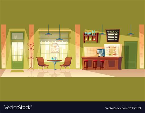 Cartoon cafe background cafeteria interior Vector Image