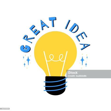Great Idea Light Bulb With Text Stock Illustration Download Image Now