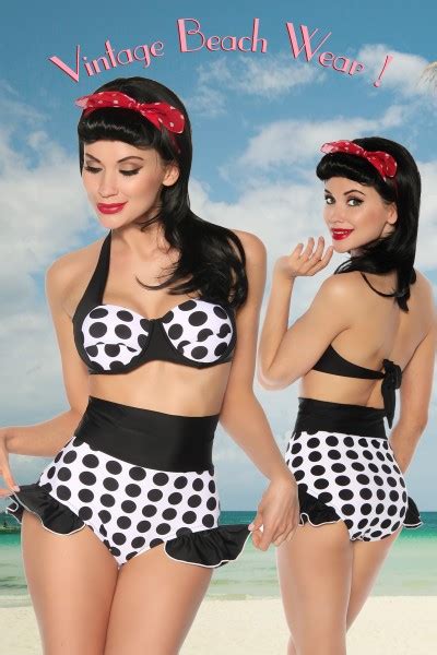 Polka Dots Push Up Bikini Vintage Stil Mit H Schen