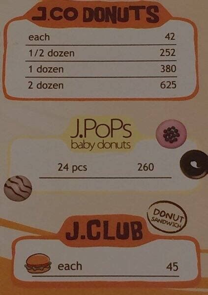 J.CO Donuts & Coffee Menu, Menu for J.CO Donuts & Coffee, Cebu Business ...