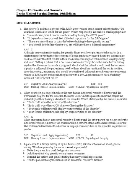 C12 Ch 12 Test Bank Chapter 12 Genetics And Genomics Lewis