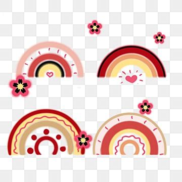Beautiful Rainbow PNG Transparent Cute Rainbow With Beautiful Flower Ornament Design Nude