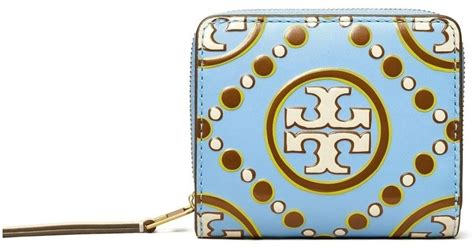 Tory Burch T Monogram Contrast Embossed Bi Fold Wallet In Blue Lyst