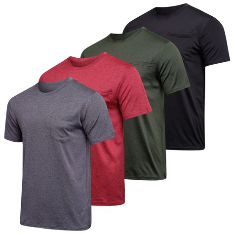 Real Essentials 4 Pack Men S Dry Fit Short Sleeve Pocket Crew Performance Athletic T Shirt