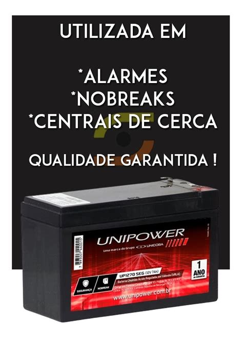 Bateria Unipower Selada 12 Volts 7a Alarmes Cerca Nobreak Mercado Livre