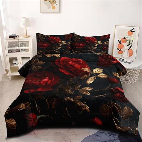 Ccoutuechen Vintage Floral Comforter Set Queen Size