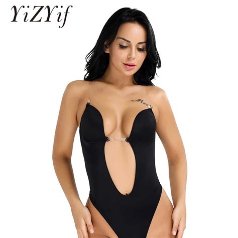 Yizyif Women Body Shaper Deep V Wedding Bra Dress Shapewear Bodysuit