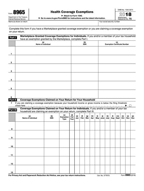 Irs 8965 2018 2022 Fill And Sign Printable Template Online Us Legal