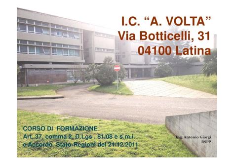 PDF I C A VOLTA Via Botticelli 31 04100 Latina I C A VOLTA