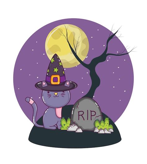 Premium Vector Halloween Cute Cat Cartoon