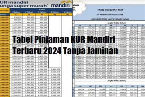 Simulasi Angsuran Kur Mandiri Pinjaman Rp Juta Cicilan Rp