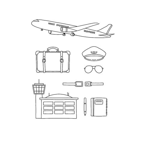 Premium Vector Pilot Hand Drawn Doodle Illustrations Vector Set