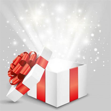 Premium Vector Opened Gift Box With Red Bow And Lights Red Gift Box