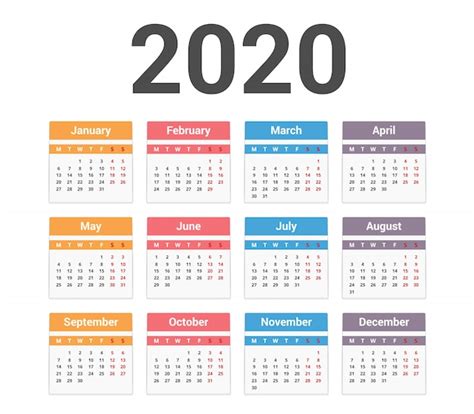 Premium Vector 2020 Calendar Planner