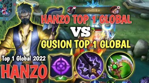 HANZO VS GUSION TOP 1 GLOBAL HANZO TOP 1 GLOBAL 2022 HANZO BUILD