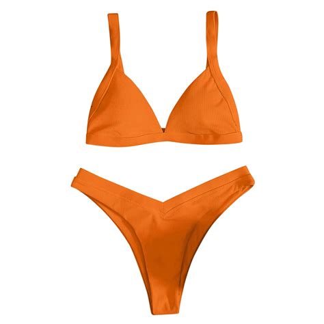 MSJUHEG Halter String Bikini Tops Full Coverage Bottoms Bathing Suit For Women Bikini Thong