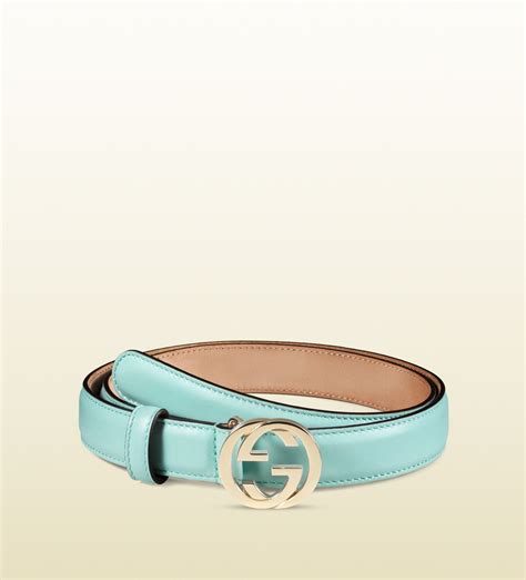 Gucci Leather Belt With Interlocking G Buckle In Blue For Men Lyst