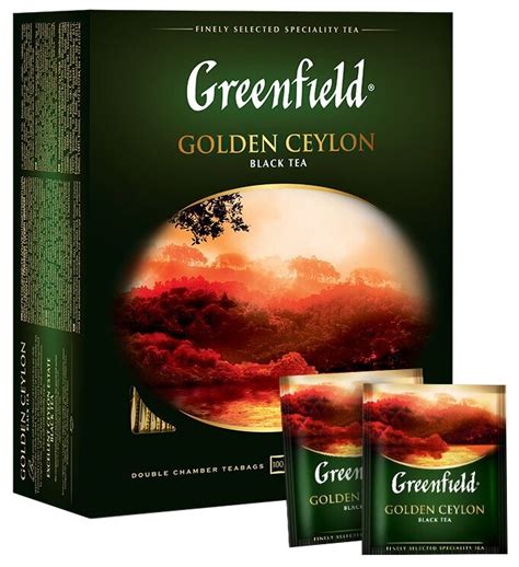 Чай GREENFIELD (Гринфилд) "Golden Ceylon", черный, 100 пакетиков в ...