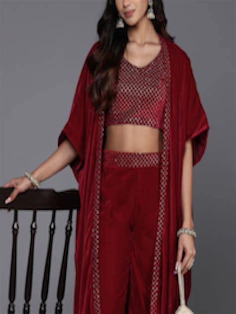 Buy Libas Embroidered Crop Top With Palazzos And Shrug Co Ords For