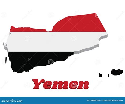 3d Map Outline and Flag of Yemen, a Horizontal Tricolor of Red, White ...