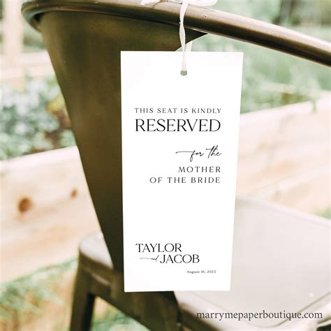 Reserved Seat Sign Template Modern And Classic Editable Reserved Row