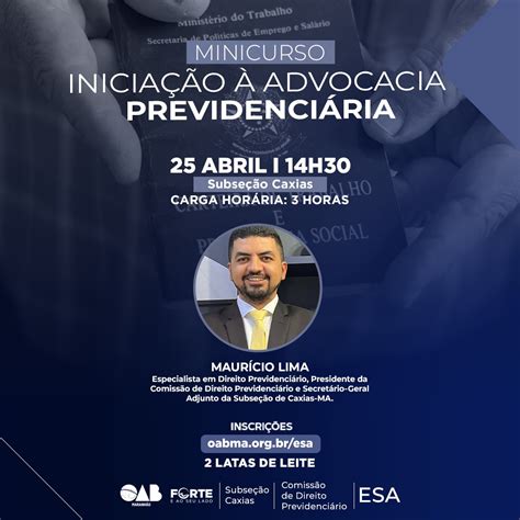 OAB MA E ESA PROMOVEM MINICURSO SOBRE ADVOCACIA PREVIDENCIÁRIA