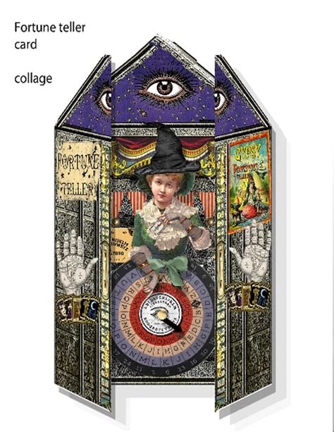 Printable Fortune Teller Card Collage Kit 3d Card Easy Assemblage Diy